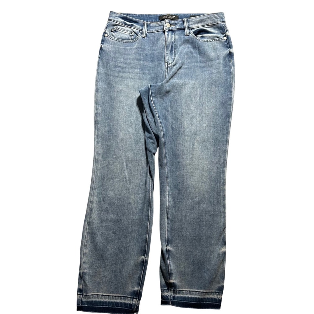Judy Blue Jeans Womens 9/29 Blue Boyfriend Fit Released Raw Hem JB88208